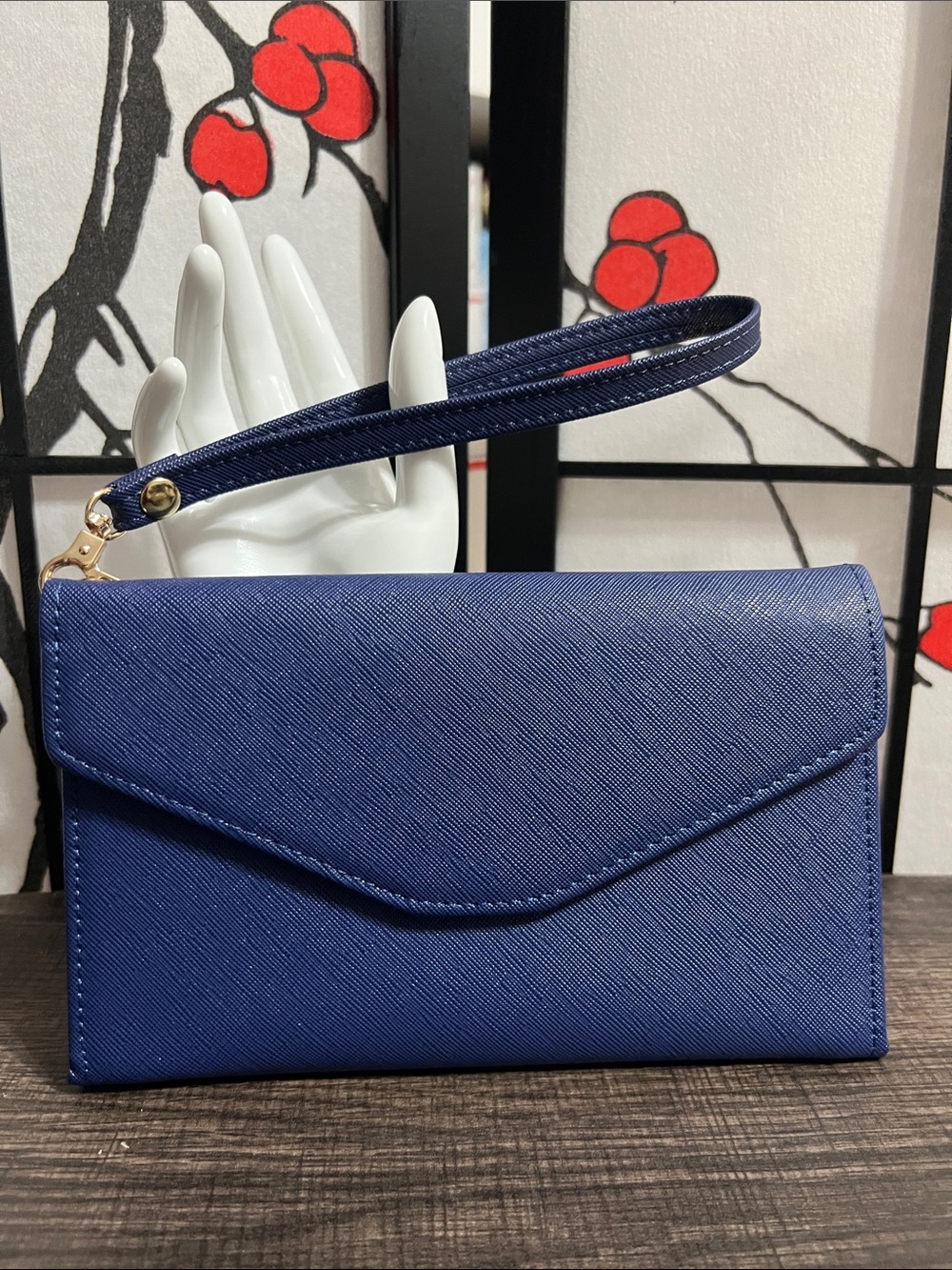 Classic Navy Envelope Wristlet Clutch - Women